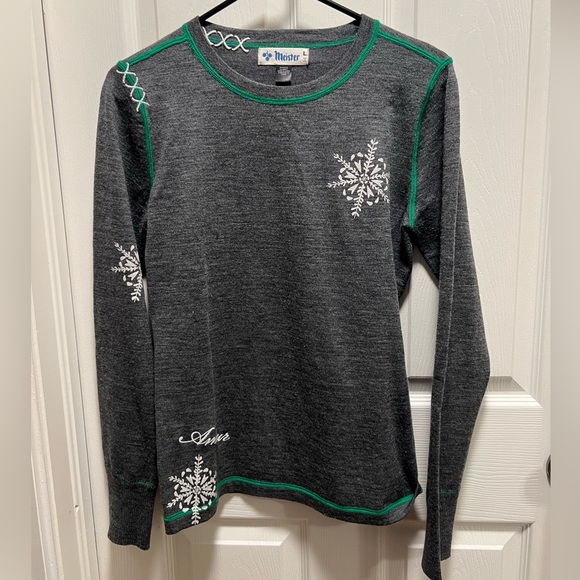 Meister Sweaters - Meister | Gray Hug Me Sweater Snowflake Merino Wool Blend Sz M